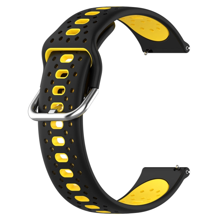 For Garmin Forerunner 245 20mm Breathable Two-Color Silicone Watch Band(Black+Yellow) - Watch Bands by PMC Jewellery | Online Shopping South Africa | PMC Jewellery