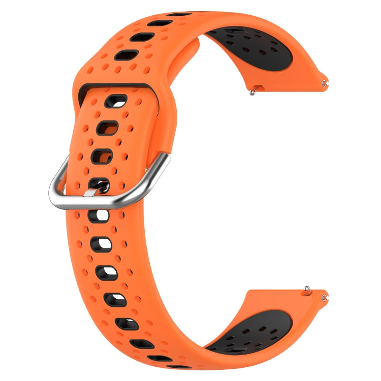 For Garmin Forerunner 245 Music 20mm Breathable Two-Color Silicone Watch Band(Orange+Black) - Watch Bands by PMC Jewellery | Online Shopping South Africa | PMC Jewellery