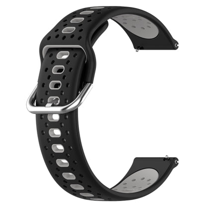 For Garmin Forerunner 645 Music 20mm Breathable Two-Color Silicone Watch Band(Black+Grey) - Watch Bands by PMC Jewellery | Online Shopping South Africa | PMC Jewellery