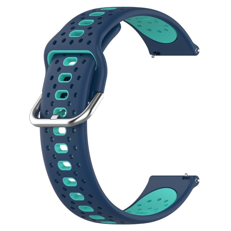 For Garmin Forerunner Sq2 20mm Breathable Two-Color Silicone Watch Band(Blue+Teal) - Watch Bands by PMC Jewellery | Online Shopping South Africa | PMC Jewellery