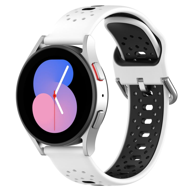 For Samsung Galaxy Watch 5 40mm 20mm Breathable Two-Color Silicone Watch Band(White+Black) - Watch Bands by PMC Jewellery | Online Shopping South Africa | PMC Jewellery