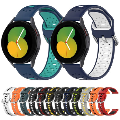 For Samsung Galaxy Watch 5 Pro 45mm 20mm Breathable Two-Color Silicone Watch Band(Black+Lime Green) - Watch Bands by PMC Jewellery | Online Shopping South Africa | PMC Jewellery