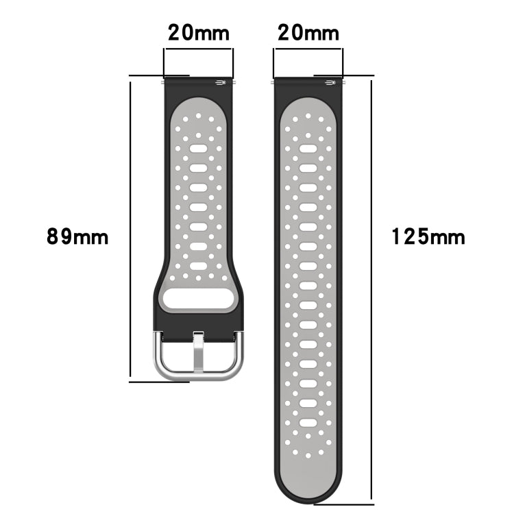 For Amazfit GTS 4 Mini 20mm Breathable Two-Color Silicone Watch Band(Black+White) - Watch Bands by PMC Jewellery | Online Shopping South Africa | PMC Jewellery