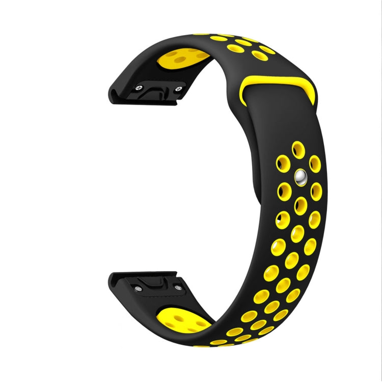 For Garmin MARQ Athlete Gen 2 22mm Sports Breathable Silicone Watch Band(Black+Yellow) -  by PMC Jewellery | Online Shopping South Africa | PMC Jewellery