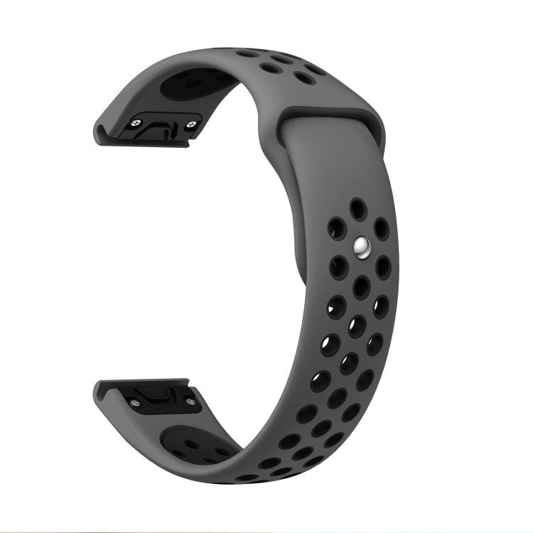 For Garmin MARQ Athlete Gen 2 22mm Sports Breathable Silicone Watch Band(Grey+Black) -  by PMC Jewellery | Online Shopping South Africa | PMC Jewellery