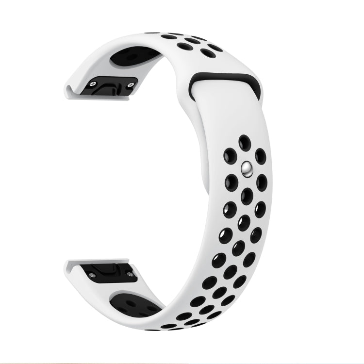 For Garmin Fenix 7 Solar 22mm Sports Breathable Silicone Watch Band(White+Black) - Watch Bands by PMC Jewellery | Online Shopping South Africa | PMC Jewellery