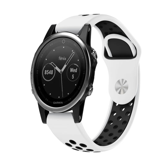 For Garmin Fenix 5 22mm Sports Breathable Silicone Watch Band(White+Black) -  by PMC Jewellery | Online Shopping South Africa | PMC Jewellery