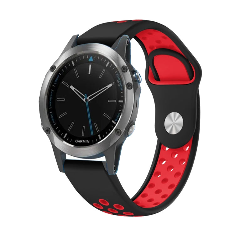 For Garmin Quatix 5 Sapphire 22mm Sports Breathable Silicone Watch Band(Black+Red) -  by PMC Jewellery | Online Shopping South Africa | PMC Jewellery