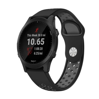 For Garmin Forerunner 945 22mm Sports Breathable Silicone Watch Band(Black+Grey) -  by PMC Jewellery | Online Shopping South Africa | PMC Jewellery