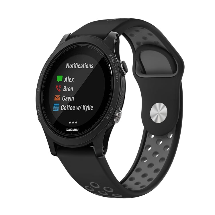 For Garmin Forerunner 935 22mm Sports Breathable Silicone Watch Band(Black+Grey) -  by PMC Jewellery | Online Shopping South Africa | PMC Jewellery