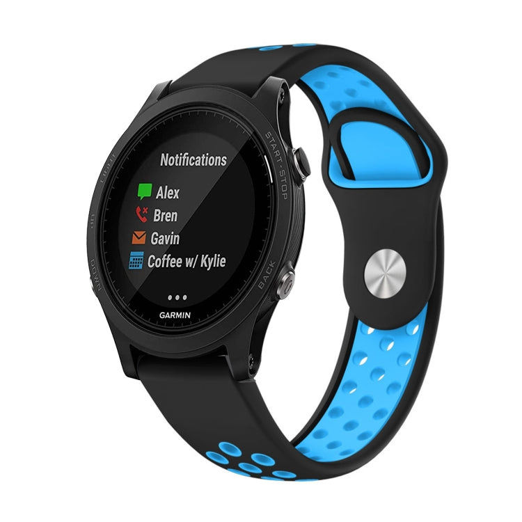 For Garmin Forerunner 935 22mm Sports Breathable Silicone Watch Band(Black+Blue) -  by PMC Jewellery | Online Shopping South Africa | PMC Jewellery