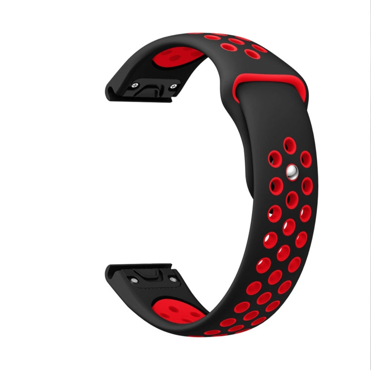 For Garmin Instinct 22mm Sports Breathable Silicone Watch Band(Black+Red) -  by PMC Jewellery | Online Shopping South Africa | PMC Jewellery