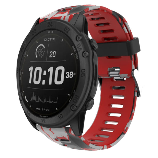 For Garmin Tactix Delta 26mm Camouflage Printed Silicone Watch Band(Red+Army Camouflage) -  by PMC Jewellery | Online Shopping South Africa | PMC Jewellery