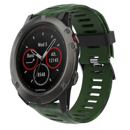 For Garmin Fenix 5X Sapphire 26mm Camouflage Printed Silicone Watch Band(Army Green+Army Camouflage) -  by PMC Jewellery | Online Shopping South Africa | PMC Jewellery