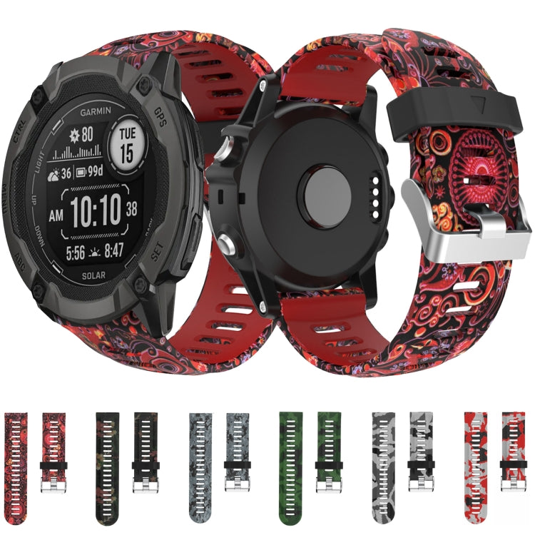 For Garmin Descent MK 2 26mm Camouflage Printed Silicone Watch Band(Red+Army Camouflage) -  by PMC Jewellery | Online Shopping South Africa | PMC Jewellery