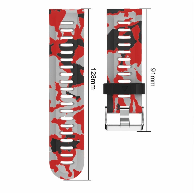 For Garmin Descent MK 2 26mm Camouflage Printed Silicone Watch Band(Red+Army Camouflage) -  by PMC Jewellery | Online Shopping South Africa | PMC Jewellery