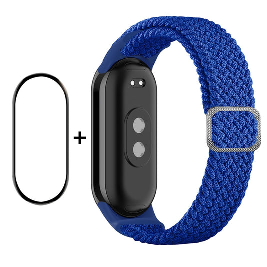 For Xiaomi Mi Band 8 ENKAY Hat-Prince 2 in 1 Set Full Coverage Screen Protector + Elastic Braided Nylon Watch Band(Blue) -  by ENKAY | Online Shopping South Africa | PMC Jewellery