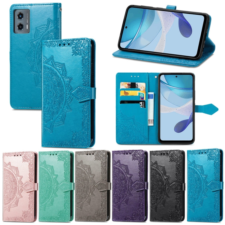 For Motorola Moto G 5G 2023 Mandala Flower Embossed Leather Phone Case(Blue) - Motorola Cases by PMC Jewellery | Online Shopping South Africa | PMC Jewellery