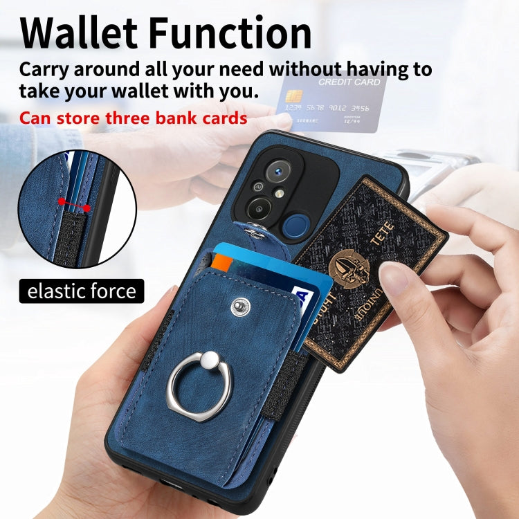 For Redmi 12C Retro Skin-feel Ring Card Wallet Phone Case(Brown) - free shipping - PMC TechLife - Order now!