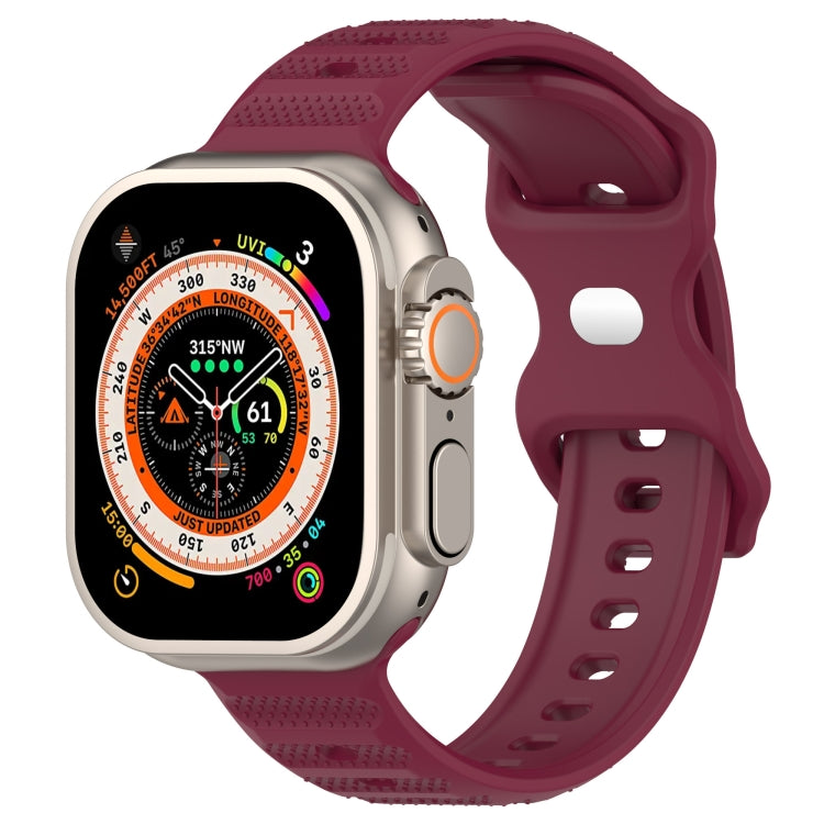 For Apple Watch 8 45mm Reverse Buckle Dot Texture Silicone Watch Band(Wine Red) - Watch Bands by PMC TechLife | Online Shopping South Africa | PMC TechLife