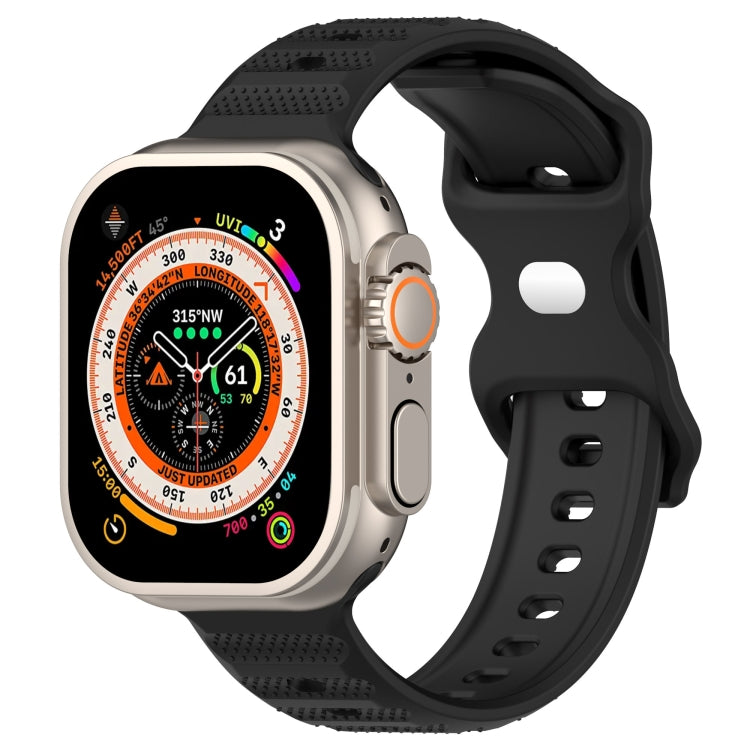 For Apple Watch SE 44mm Reverse Buckle Dot Texture Silicone Watch Band(Black) - Watch Bands by PMC TechLife | Online Shopping South Africa | PMC TechLife