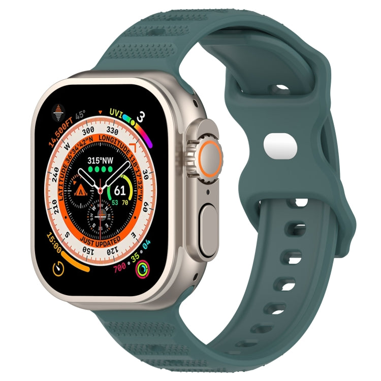 For Apple Watch 6 44mm Reverse Buckle Dot Texture Silicone Watch Band(Olive Green) - Watch Bands by PMC TechLife | Online Shopping South Africa | PMC TechLife