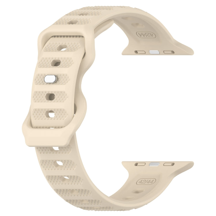 For Apple Watch 5 44mm Reverse Buckle Dot Texture Silicone Watch Band(Khaki) - Watch Bands by PMC TechLife | Online Shopping South Africa | PMC TechLife