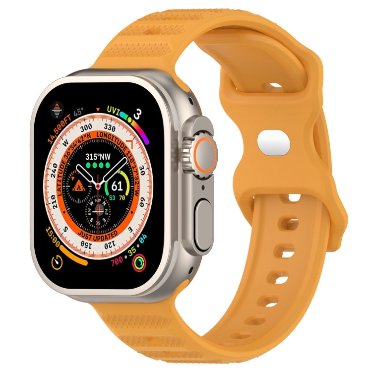 For Apple Watch 2 42mm Reverse Buckle Dot Texture Silicone Watch Band(Yellow) - Watch Bands by PMC TechLife | Online Shopping South Africa | PMC TechLife