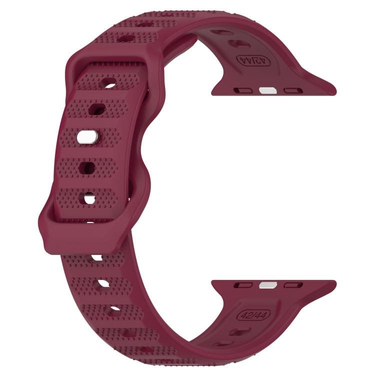 For Apple Watch 38mm Reverse Buckle Dot Texture Silicone Watch Band(Wine Red) - Watch Bands by PMC Jewellery | Online Shopping South Africa | PMC Jewellery