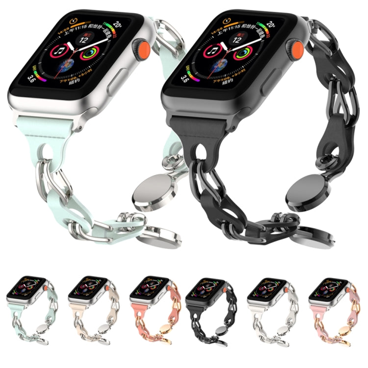 For Apple Watch 6 44mm Hollow Leather Chain Magnetic Buckle Watch Band(White) - Watch Bands by PMC Jewellery | Online Shopping South Africa | PMC Jewellery