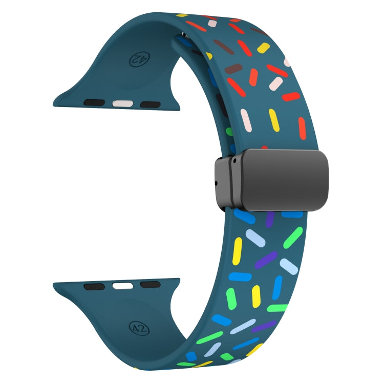 For Apple Watch SE 2022 40mm Rainbow Dots Silicone Magnetic Black Buckle Watch Band(Blue) - Watch Bands by PMC Jewellery | Online Shopping South Africa | PMC Jewellery