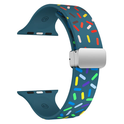 For Apple Watch 6 40mm Rainbow Dots Silicone Magnetic Buckle Watch Band(Blue) - Watch Bands by PMC Jewellery | Online Shopping South Africa | PMC Jewellery