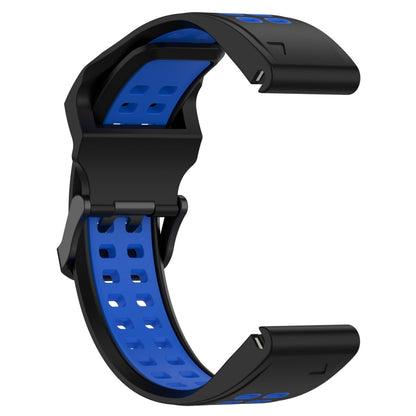 For Garmin  Instinct 2 Solar 22mm Two-Color Reverse Buckle Silicone Watch Band(Black+Blue) - Watch Bands by PMC Jewellery | Online Shopping South Africa | PMC Jewellery