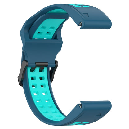 For Garmin Instinct 22mm Two-Color Reverse Buckle Silicone Watch Band(Blue+Teal) - Watch Bands by PMC Jewellery | Online Shopping South Africa | PMC Jewellery