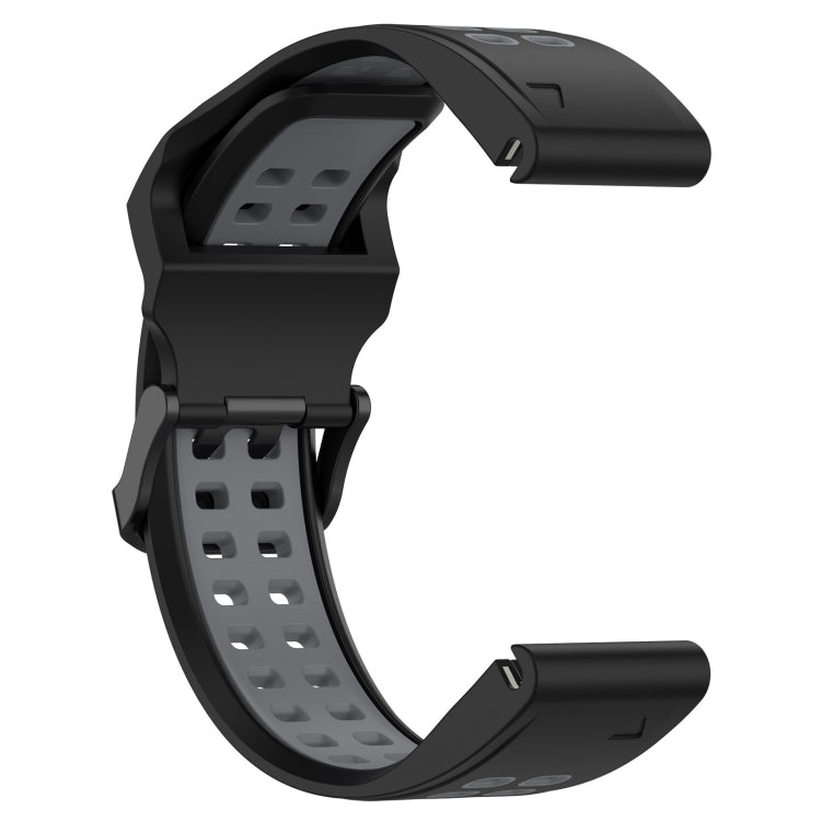 For Garmin Forerunner 955 22mm Two-Color Reverse Buckle Silicone Watch Band(Black+Grey) - Watch Bands by PMC TechLife | Online Shopping South Africa | PMC TechLife