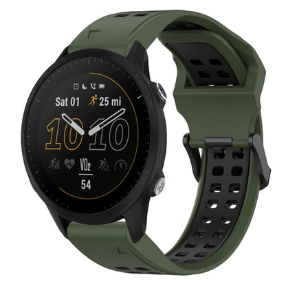 For Garmin Forerunner 955 22mm Two-Color Reverse Buckle Silicone Watch Band(Army Green+Black) - Watch Bands by PMC Jewellery | Online Shopping South Africa | PMC Jewellery