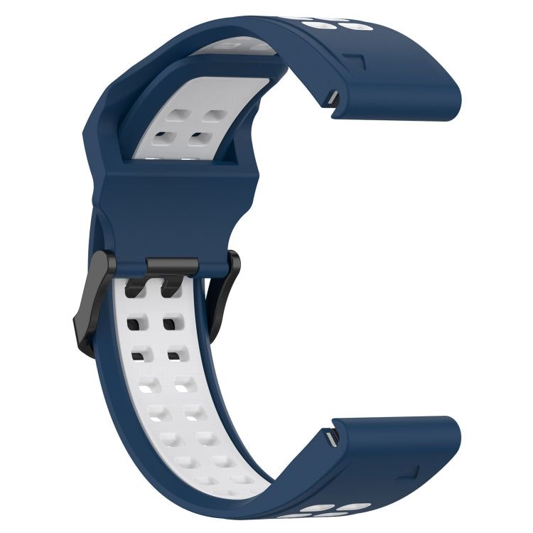 For Garmin Forerunner 945 22mm Two-Color Reverse Buckle Silicone Watch Band(Blue+White) - Watch Bands by PMC TechLife | Online Shopping South Africa | PMC TechLife