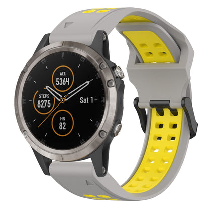 For Garmin Fenix 5 Plus 22mm Two-Color Reverse Buckle Silicone Watch Band(Grey+Yellow) - Watch Bands by PMC Jewellery | Online Shopping South Africa | PMC Jewellery