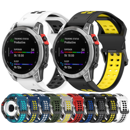 For Garmin Instinct 2 22mm Two-Color Reverse Buckle Silicone Watch Band(Black+Yellow) - Watch Bands by PMC Jewellery | Online Shopping South Africa | PMC Jewellery