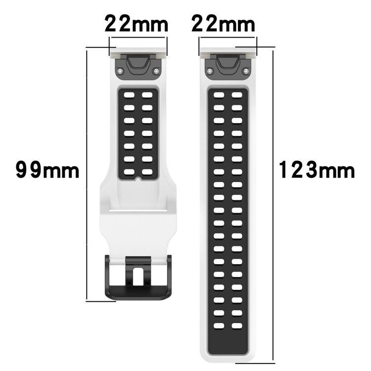 For Garmin  Instinct 2 Solar 22mm Two-Color Reverse Buckle Silicone Watch Band(Blue+Yellow) - Watch Bands by PMC TechLife | Online Shopping South Africa | PMC TechLife