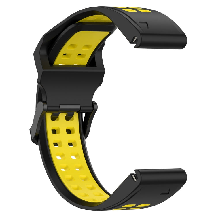 For Garmin D2 Delta PX 26mm Two-Color Reverse Buckle Silicone Watch Band(Black+Yellow) - Watch Bands by PMC Jewellery | Online Shopping South Africa | PMC Jewellery