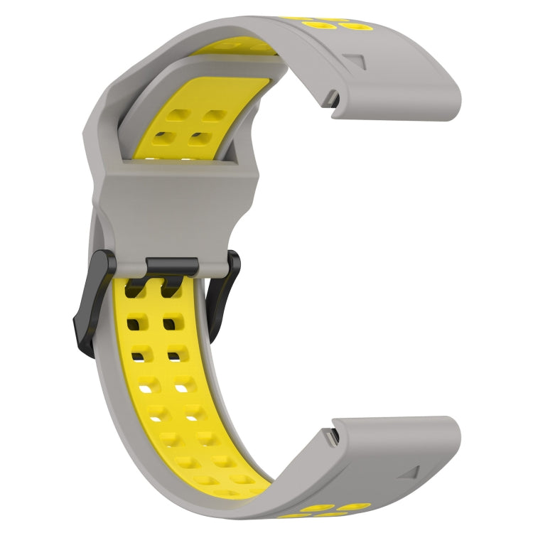 For Garmin D2 Delta PX 26mm Two-Color Reverse Buckle Silicone Watch Band(Grey+Yellow) - Watch Bands by PMC Jewellery | Online Shopping South Africa | PMC Jewellery