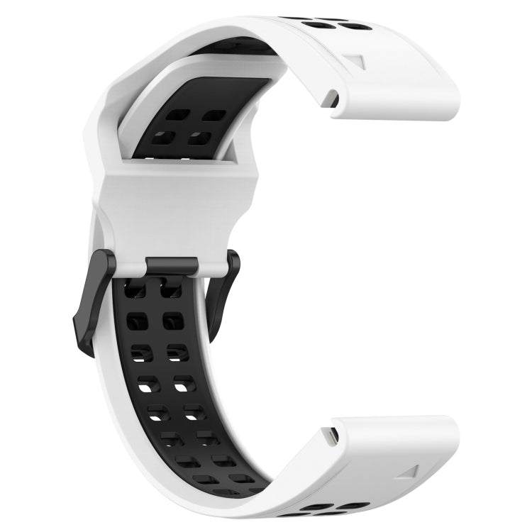 For Garmin Fenix 6S Pro 20mm Two-Color Reverse Buckle Silicone Watch Band(White+Black) - Watch Bands by PMC Jewellery | Online Shopping South Africa | PMC Jewellery