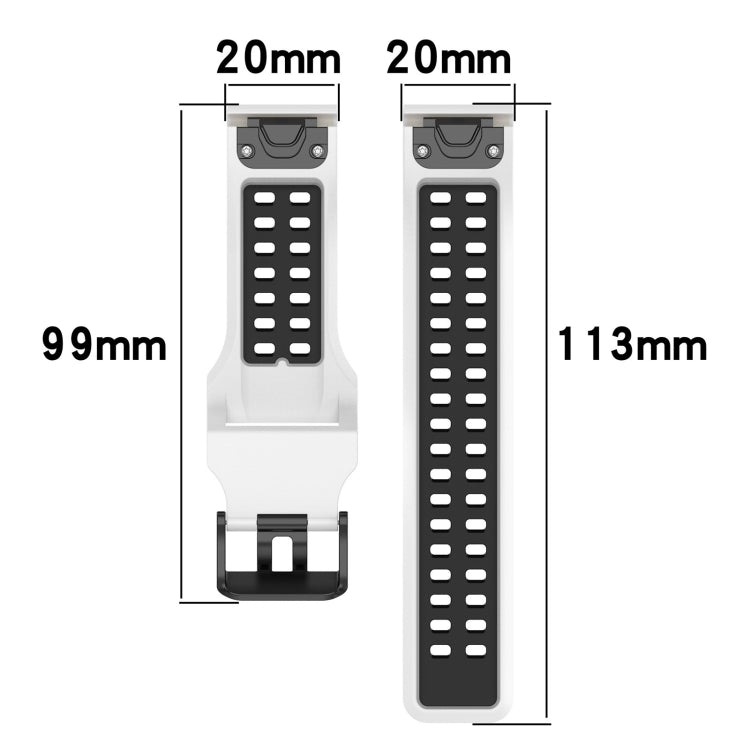 For Garmin Fenix 6S 20mm Two-Color Reverse Buckle Silicone Watch Band(Black+Grey) - Watch Bands by PMC Jewellery | Online Shopping South Africa | PMC Jewellery