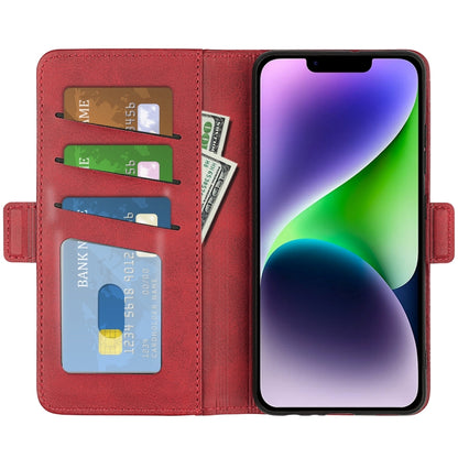 For iPhone 15 Dual-side Magnetic Buckle Horizontal Flip Leather Phone Case(Red) - iPhone 15 Cases by PMC Jewellery | Online Shopping South Africa | PMC Jewellery