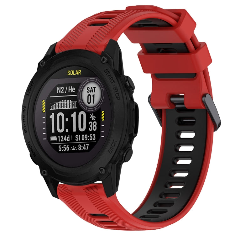 For Garmin Descent G1 Sports Two-Color Silicone Watch Band(Red+Black) - Watch Bands by PMC Jewellery | Online Shopping South Africa | PMC Jewellery