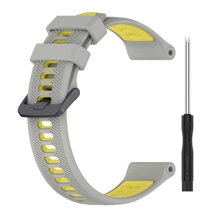 For Garmin Descent G1 Sports Two-Color Silicone Watch Band(Grey+Yellow) - Watch Bands by PMC Jewellery | Online Shopping South Africa | PMC Jewellery