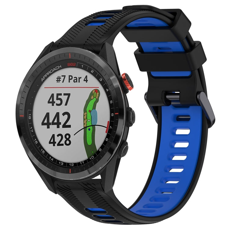 For Garmin Approach S62 Sports Two-Color Silicone Watch Band(Black+Blue) - Watch Bands by PMC Jewellery | Online Shopping South Africa | PMC Jewellery