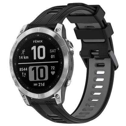 For Garmin Fenix 7 Sports Two-Color Silicone Watch Band(Black+Grey) - Watch Bands by PMC Jewellery | Online Shopping South Africa | PMC Jewellery