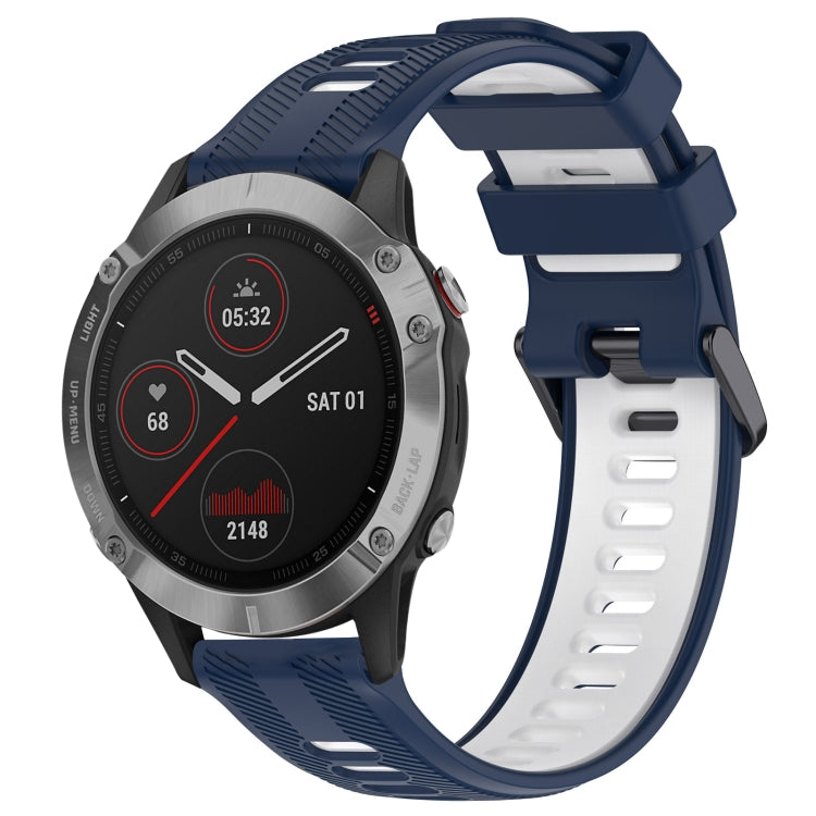 For Garmin Fenix 6 Sports Two-Color Silicone Watch Band(Midnight Blue+White) - Watch Bands by PMC Jewellery | Online Shopping South Africa | PMC Jewellery